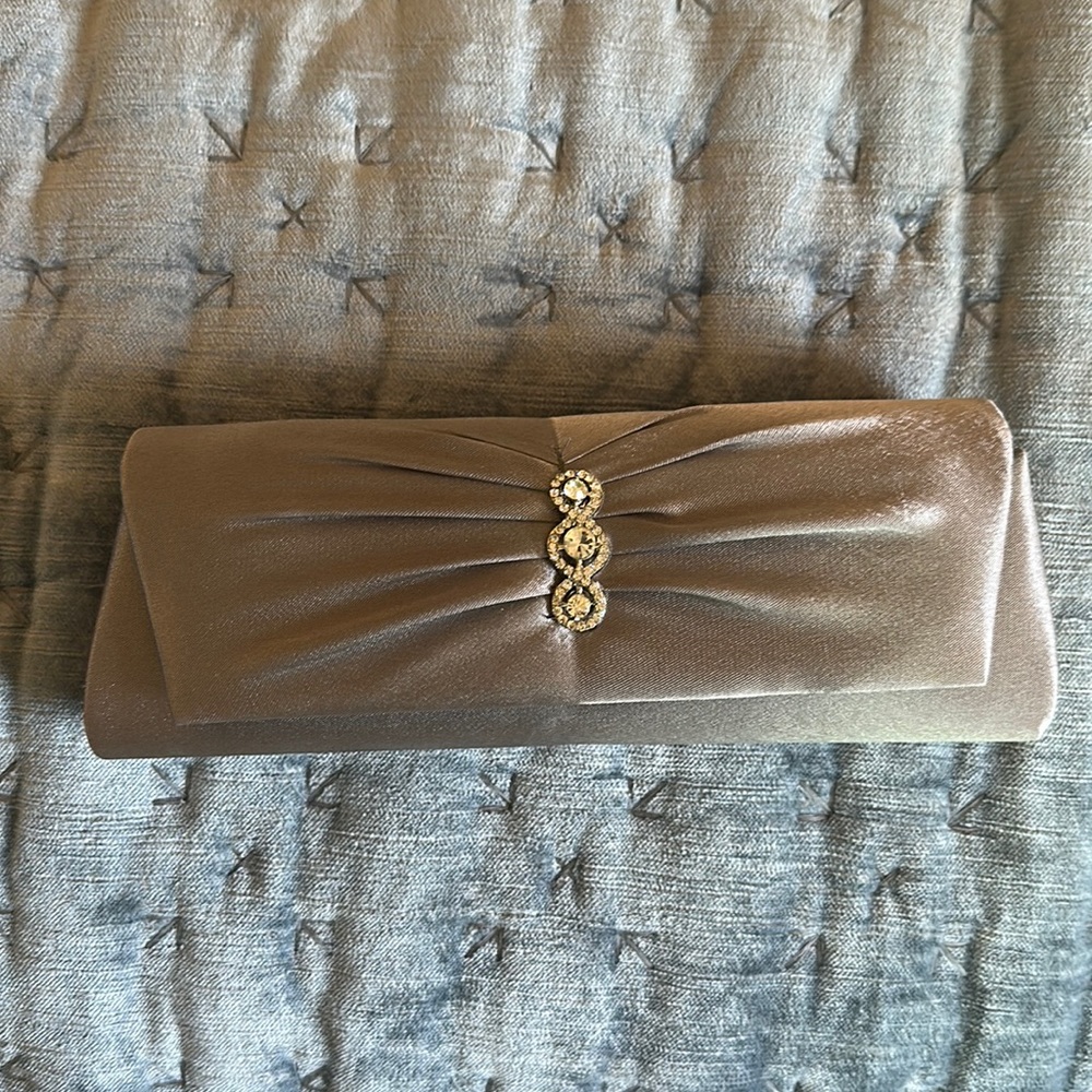 Silver Satin Evening Bag